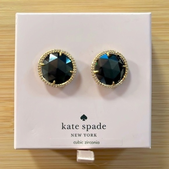 Brand New KATE SPADE She Has Spark Goldtone Metal & Black Crystal Stud Earrings - Picture 12 of 12